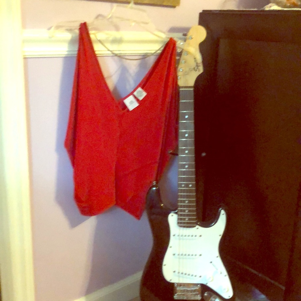 RED, like New, Armani/Exchange Deep V tapered tank